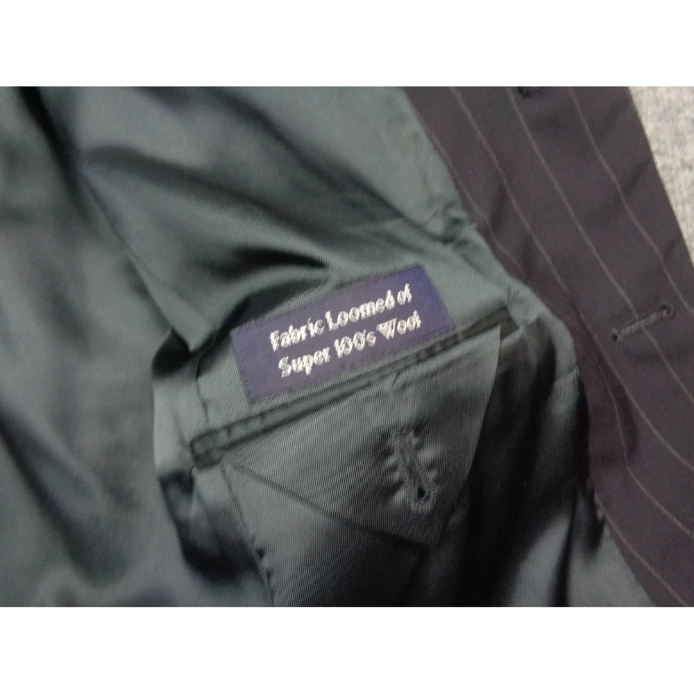 Burberry Virgin Wool Navy Blazer Size 42R Mens Jacket Pinstripe